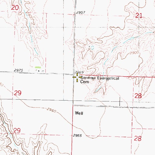 Topographic Map of German Evangelical Cemetery, NE