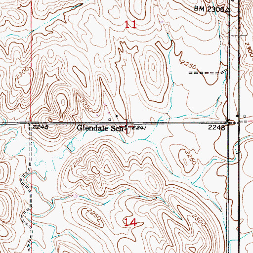 Topographic Map of Glendale School, NE