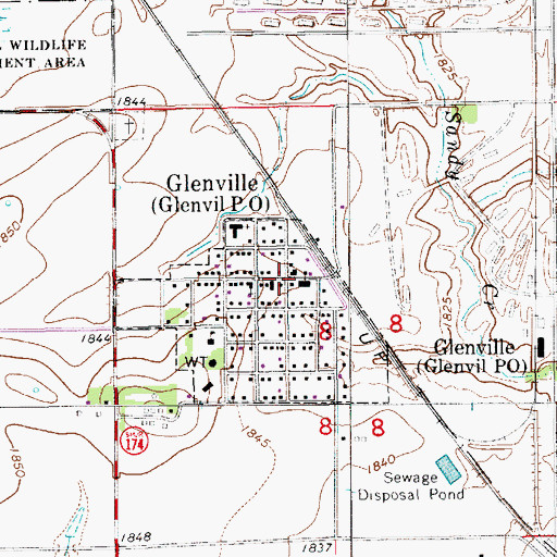 Topographic Map of Glenvil, NE