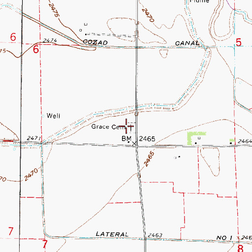 Topographic Map of Grace Cemetery, NE