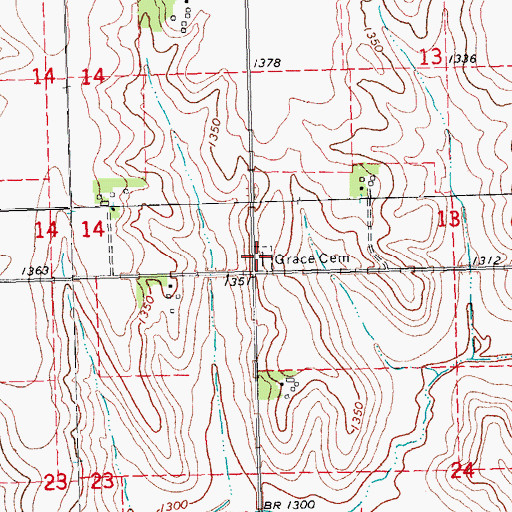 Topographic Map of Grace Cemetery, NE