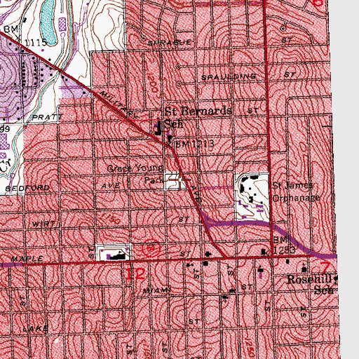 Topographic Map of Grace Young Park, NE