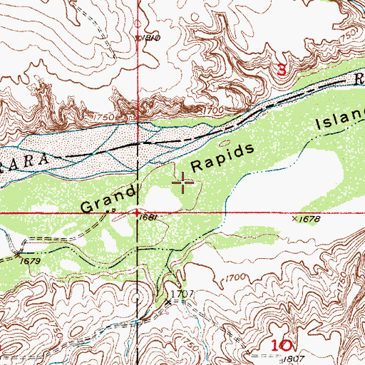 Topographic Map of Grand Rapids Island, NE