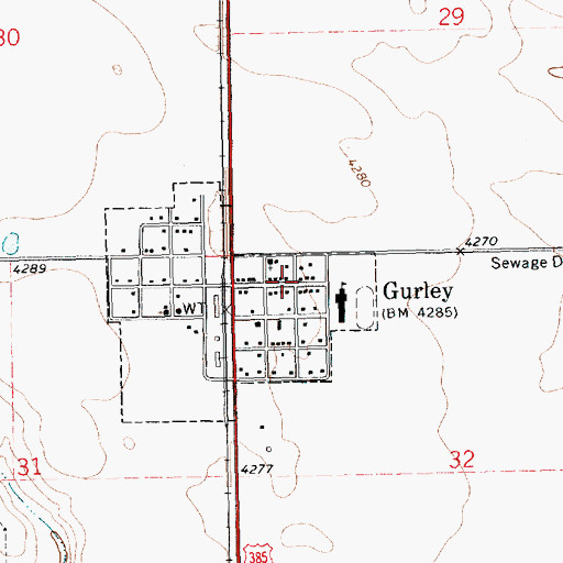 Topographic Map of Gurley, NE