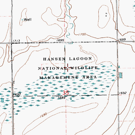 Topographic Map of Hansen Lagoon Natl Wildlife Mgt Area, NE