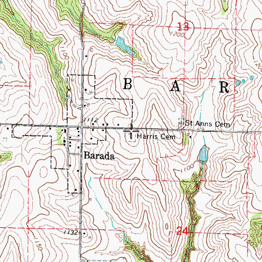 Topographic Map of Harris Cemetery, NE