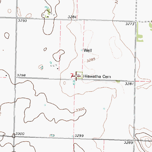 Topographic Map of Hiawatha Cemetery, NE