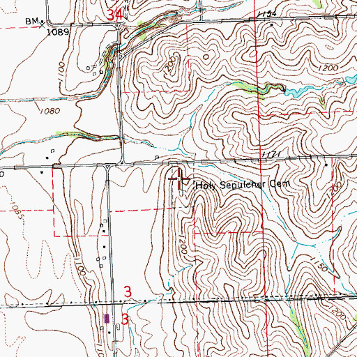 Topographic Map of Holy Sepulcher Cemetery, NE