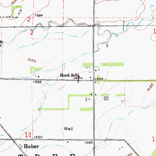 Topographic Map of Hord School, NE