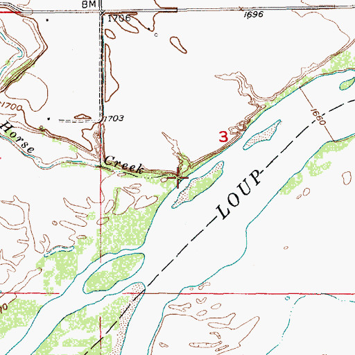 Topographic Map of Horse Creek, NE