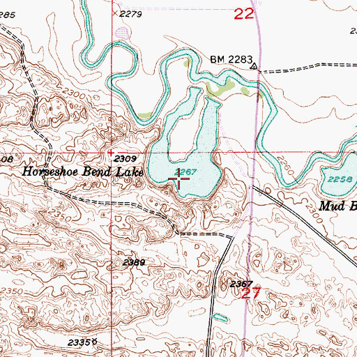 Topographic Map of Horseshoe Bend Lake, NE