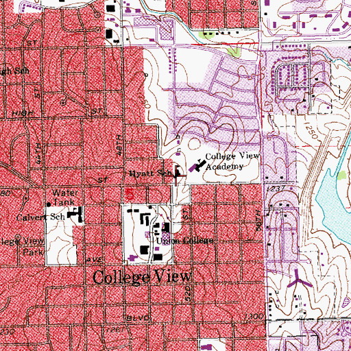 Topographic Map of Helen Hyatt Elementary School, NE