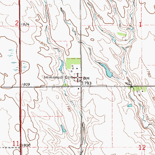 Topographic Map of Immanuel Cemetery, NE