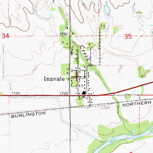 Topographic Map of Inavale, NE