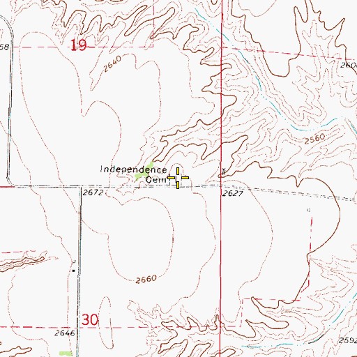 Topographic Map of Independence Cemetery, NE