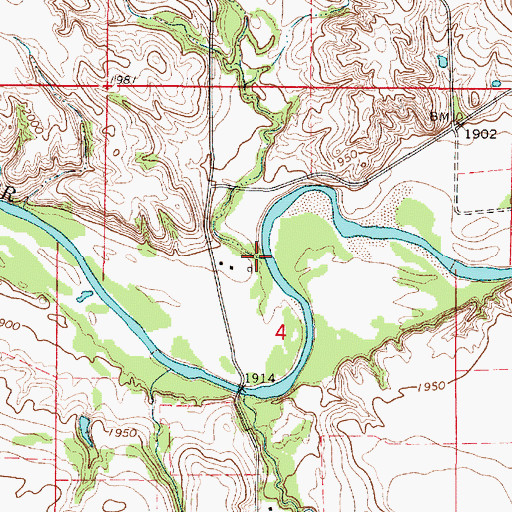 Topographic Map of Indian Creek, NE