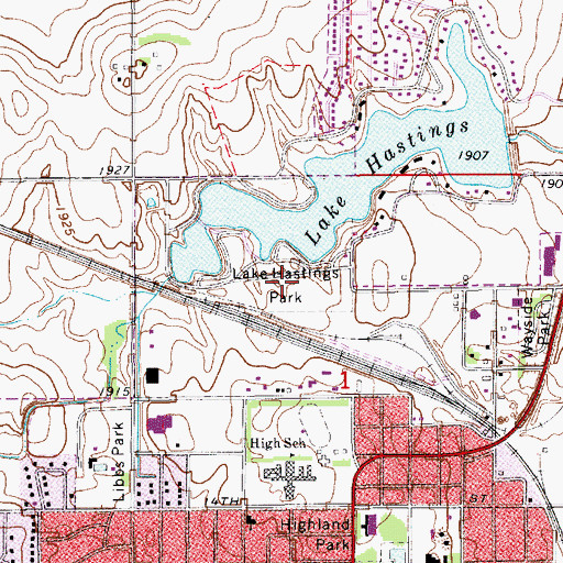 Topographic Map of Lake Hastings Park, NE