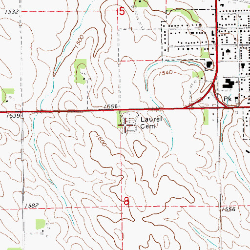 Topographic Map of Laurel Cemetery, NE
