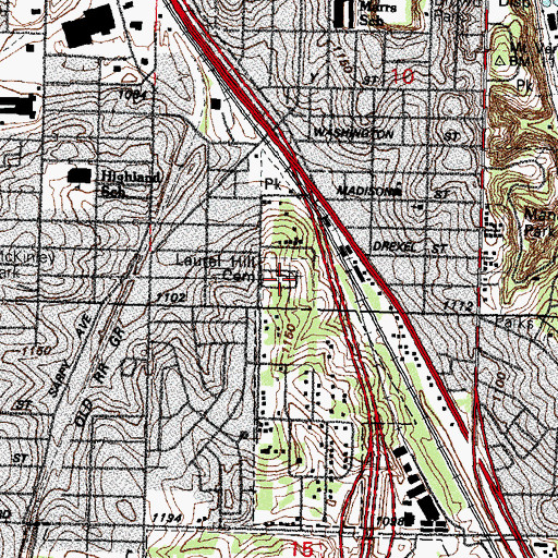 Topographic Map of Laurel Hill Cemetery, NE