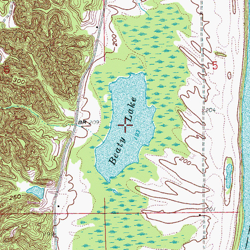 Topographic Map of Beaty Lake, AR