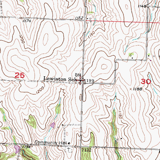 Topographic Map of Lewiston School (historical), NE