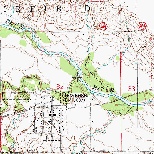 Topographic Map of Liberty Creek, NE