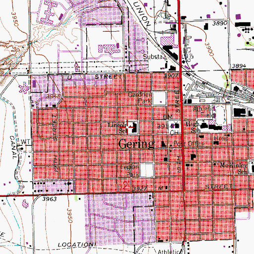 Topographic Map of Lincoln School, NE