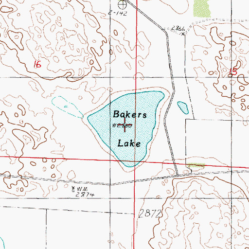 Topographic Map of Bakers Lake, NE