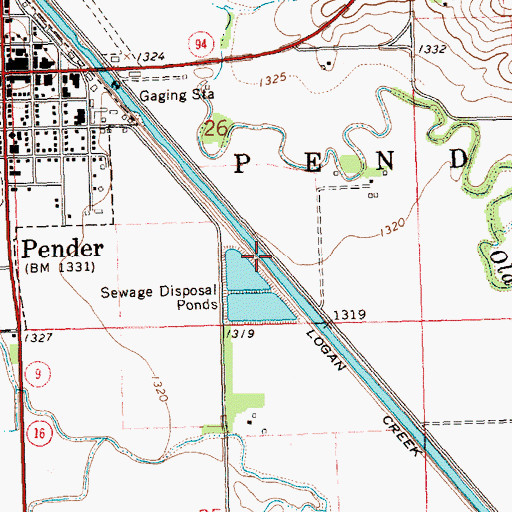 Topographic Map of Logan Creek Dredge, NE