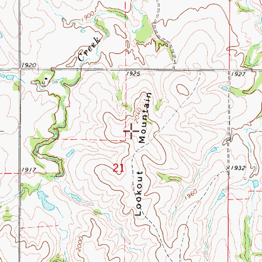 Topographic Map of Lookout Mountain, NE