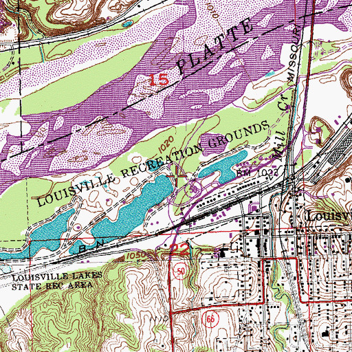 Topographic Map of Louisville Recreation Grounds, NE