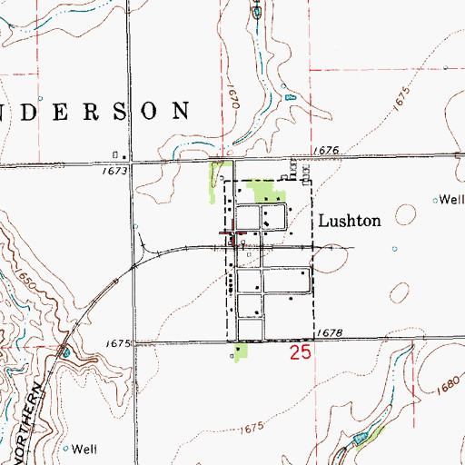 Topographic Map of Lushton, NE