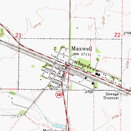 Topographic Map of Maxwell, NE