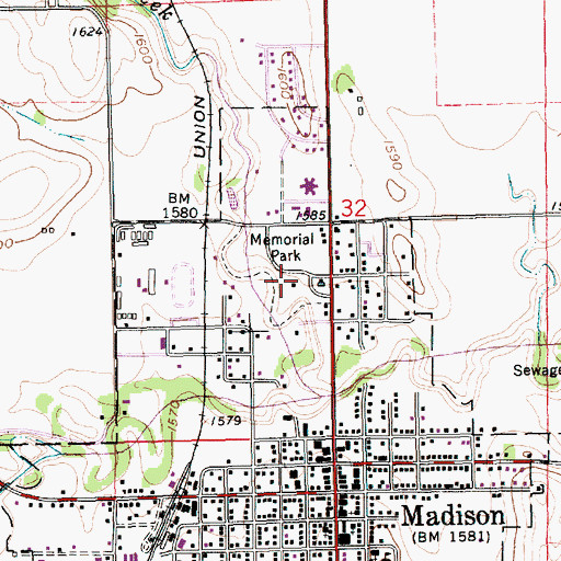 Topographic Map of Memorial Park, NE