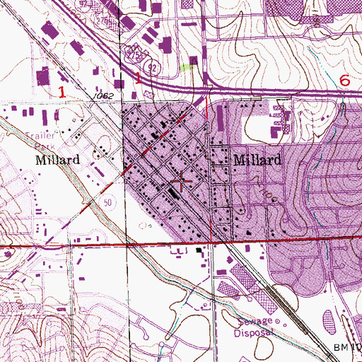 Topographic Map of Millard, NE