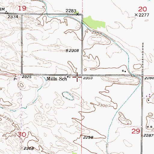 Topographic Map of Mills School (historical), NE