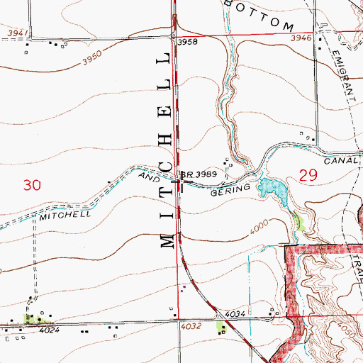 Topographic Map of Mitchell and Gering Canal, NE
