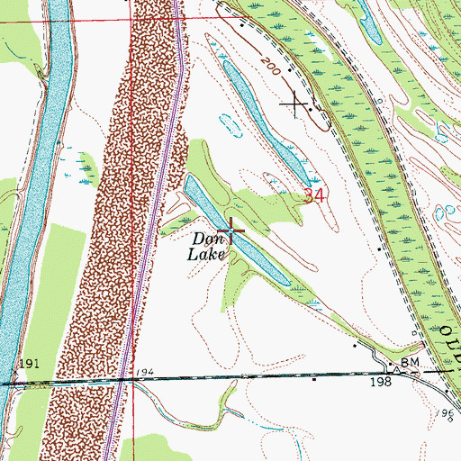 Topographic Map of Don Lake, AR