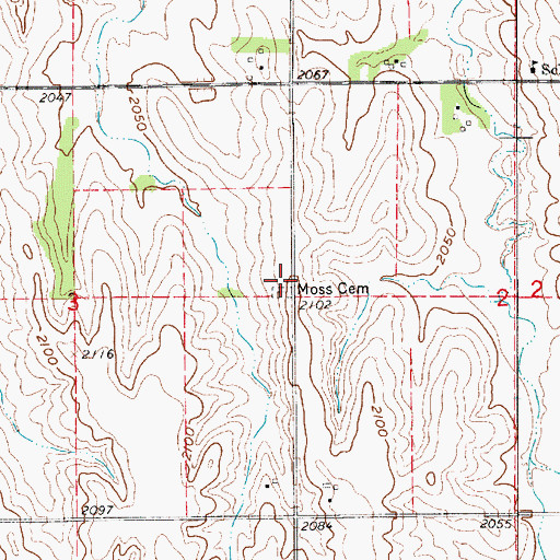 Topographic Map of Moss Cemetery, NE