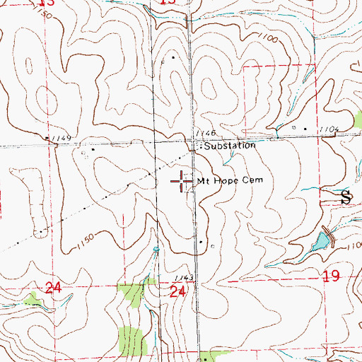 Topographic Map of Mount Hope Cemetery, NE