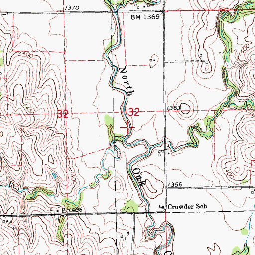 Topographic Map of North Oak Creek, NE