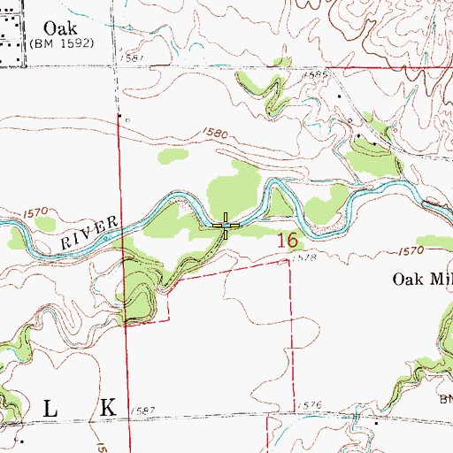 Topographic Map of Oak Creek, NE