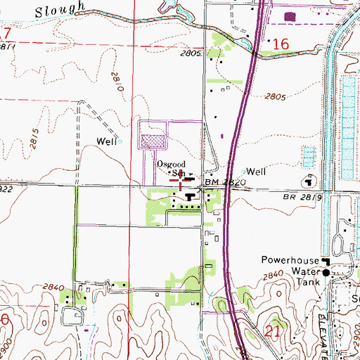Topographic Map of Osgood Elementary School, NE