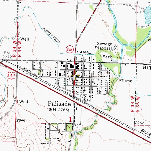 Topographic Map of Palisade, NE
