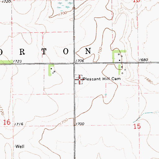 Topographic Map of Pleasant Hill Cemetery, NE