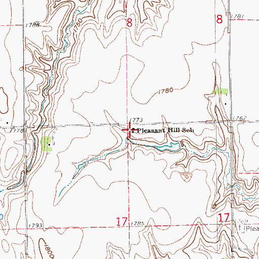 Topographic Map of Pleasant Hill School, NE