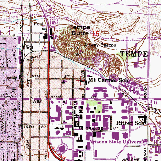 Topographic Map of Mount Carmel School, AZ