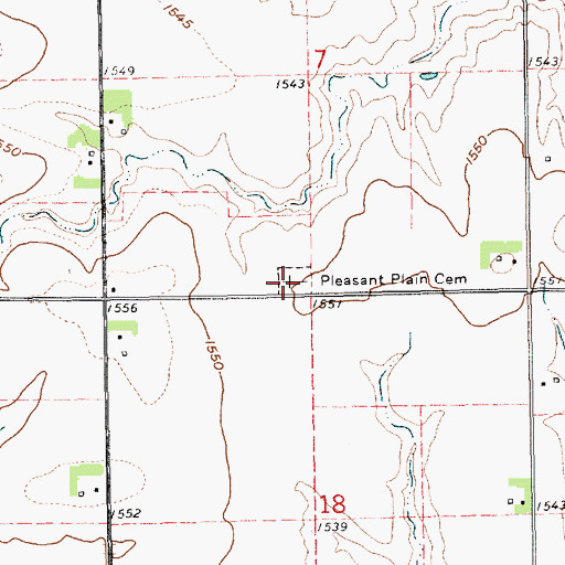Topographic Map of Pleasant Plain Cemetery, NE