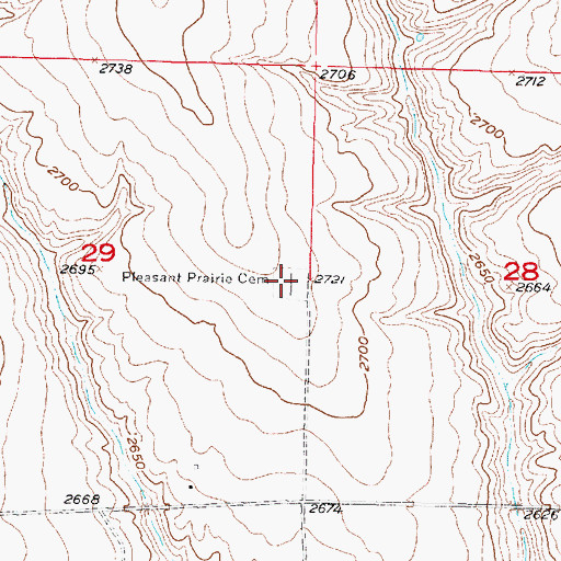 Topographic Map of Pleasant Prairie Cemetery, NE