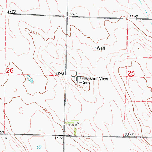 Topographic Map of Pleasant View Cemetery, NE